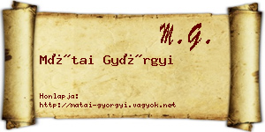 Mátai Györgyi névjegykártya